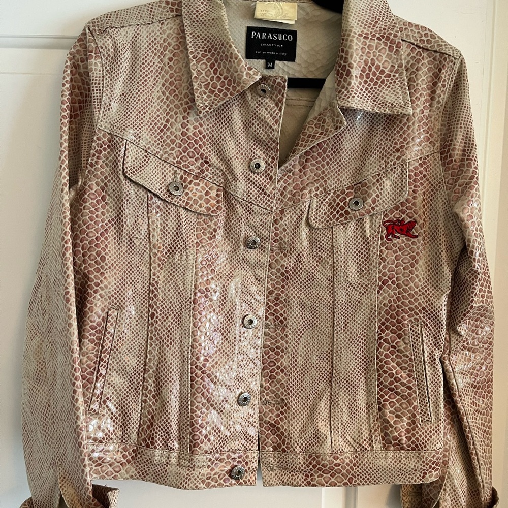 Parasuco Brown Jean Jacket with Snakeskin Print
